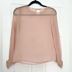 SABLYN Size XS • Pink Sheer 100% Silk Long Sleeve Blouse.